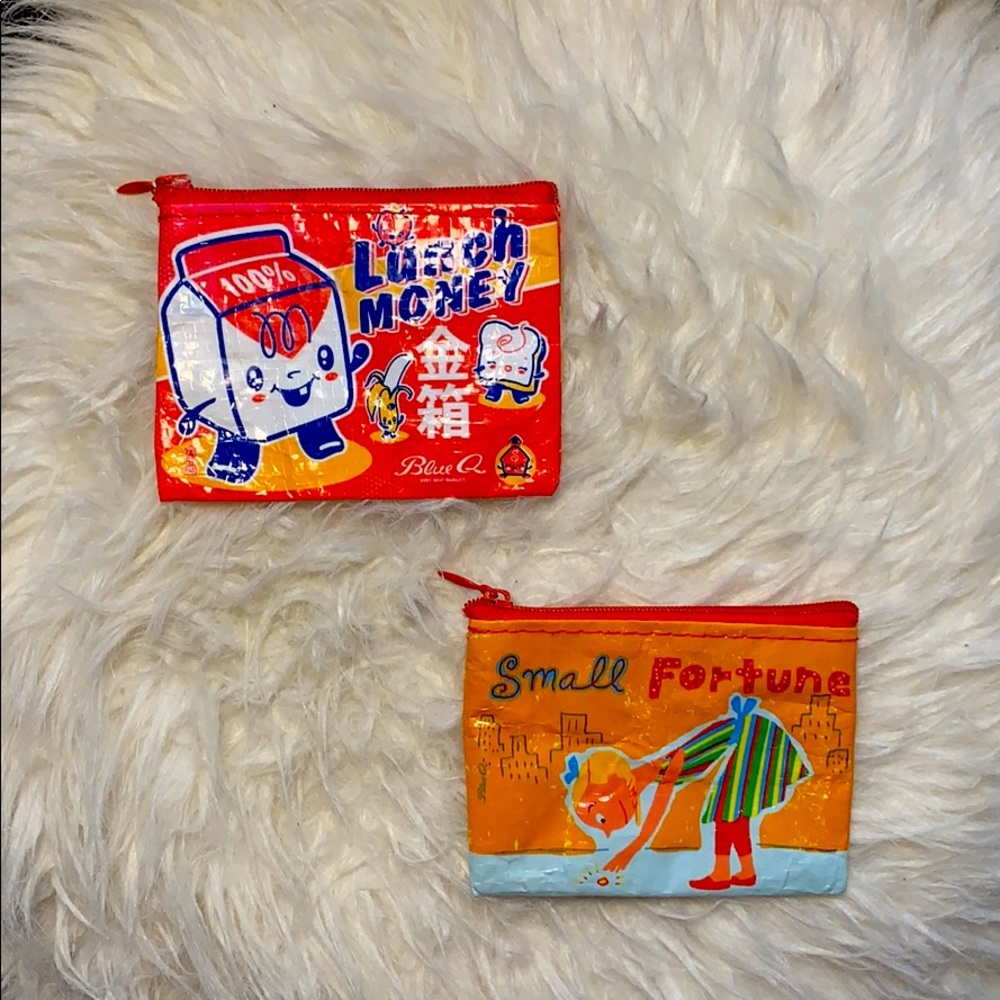 A set of plastic coin pouches